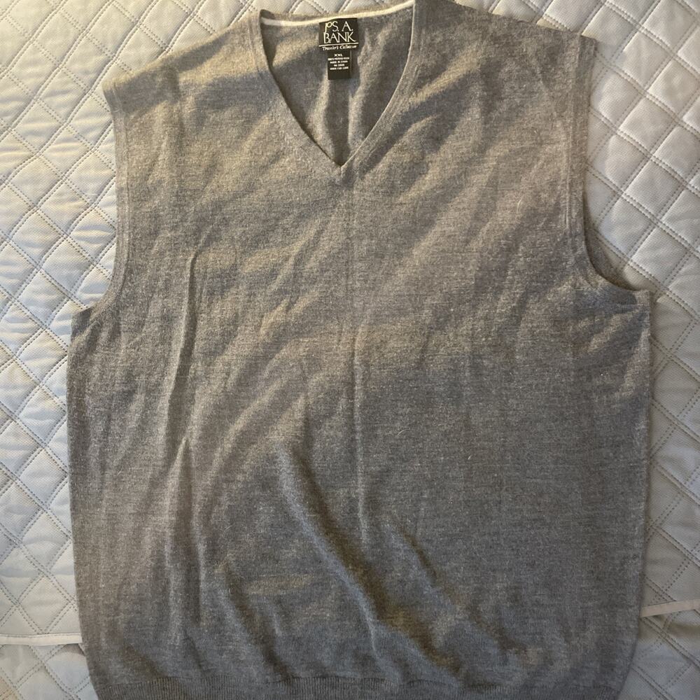 Jos. A. Bank Men's Dark Gray 100% Merino Wool XXL Vest. Traveler’s Collection